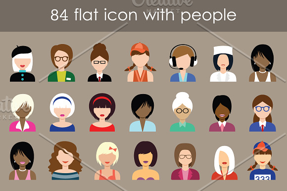 Flat Icons With People in People Icons - product preview 1