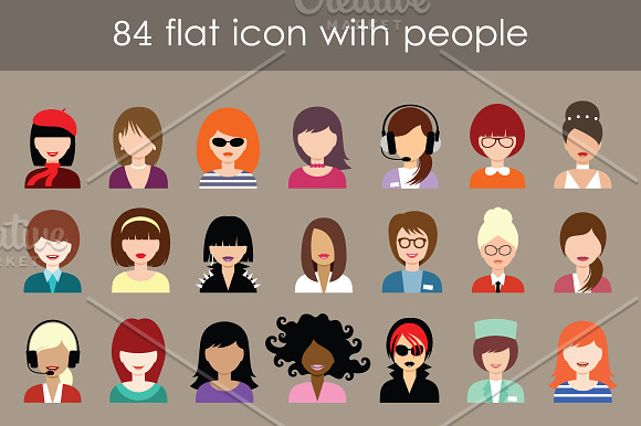 Flat Icons With People in People Icons - product preview 2