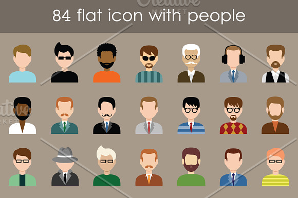 Flat Icons With People in People Icons - product preview 3