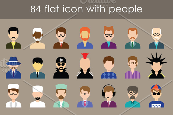 Flat Icons With People in People Icons - product preview 4