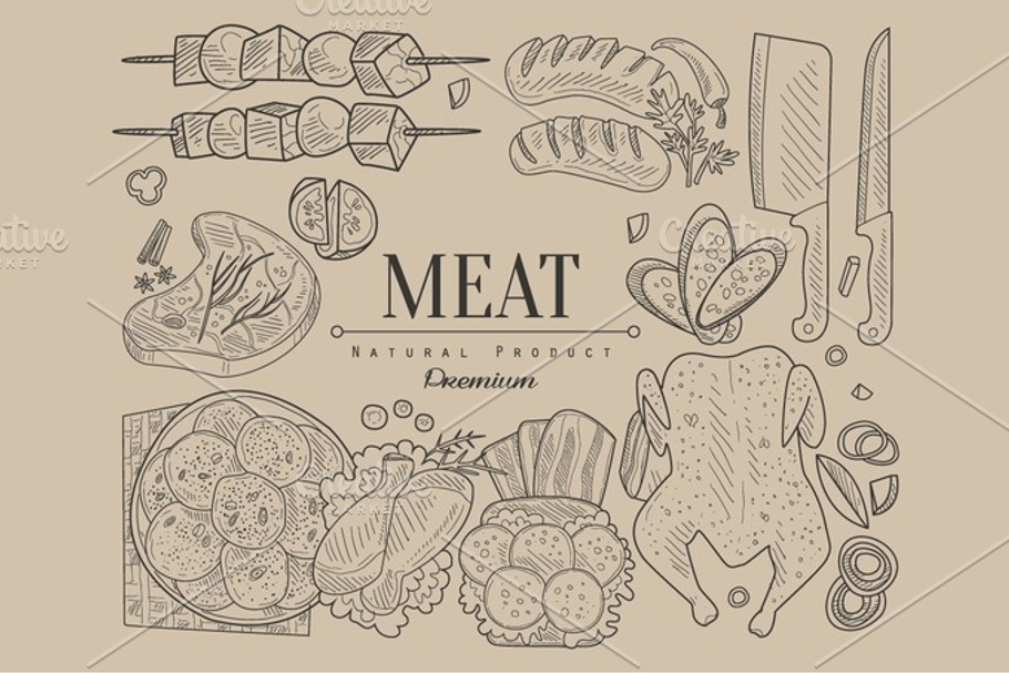 Meat, Vector Illustration Banner in Illustrations - product preview 8