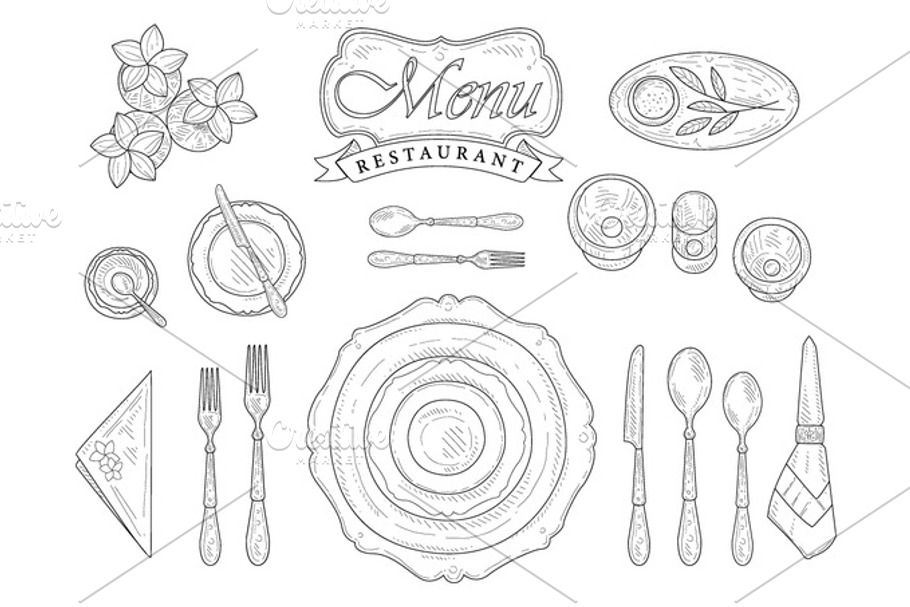 Restaurant Table Appointment in Illustrations - product preview 8
