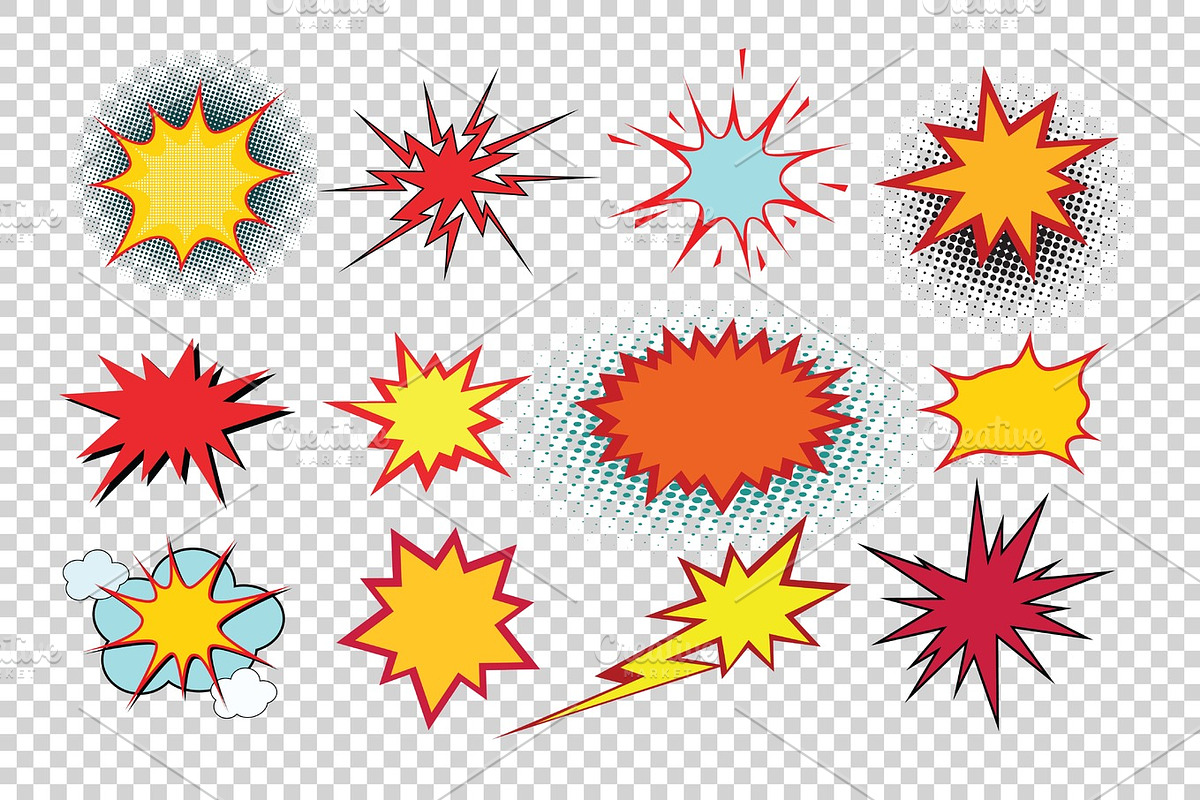 Cartoon explosion pop art kit isolate in Illustrations - product preview 8