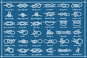 White on blue rope knots set