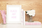 Pink and white frame mockup