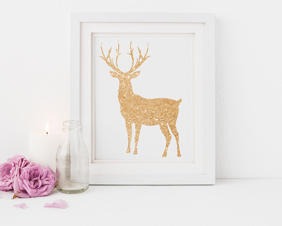 Deer Clip art, Glitter Silhouettes in Graphics - product preview 1
