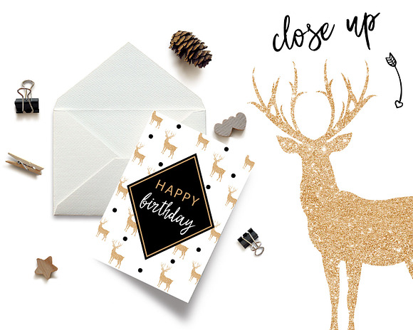 Deer Clip art, Glitter Silhouettes in Graphics - product preview 2