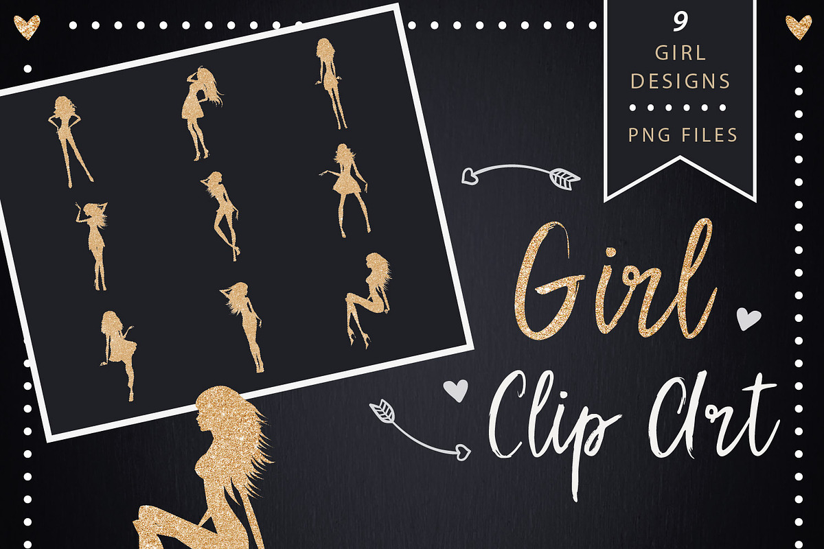 Girl Clip art - a range of poses in Graphics - product preview 8