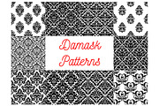Damask seamless patterns set. Floral background