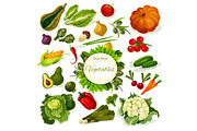 Vegetables vegan food vector poster
