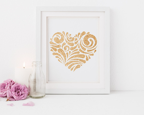 Golden Glitter Heart Clip Art in Graphics - product preview 4