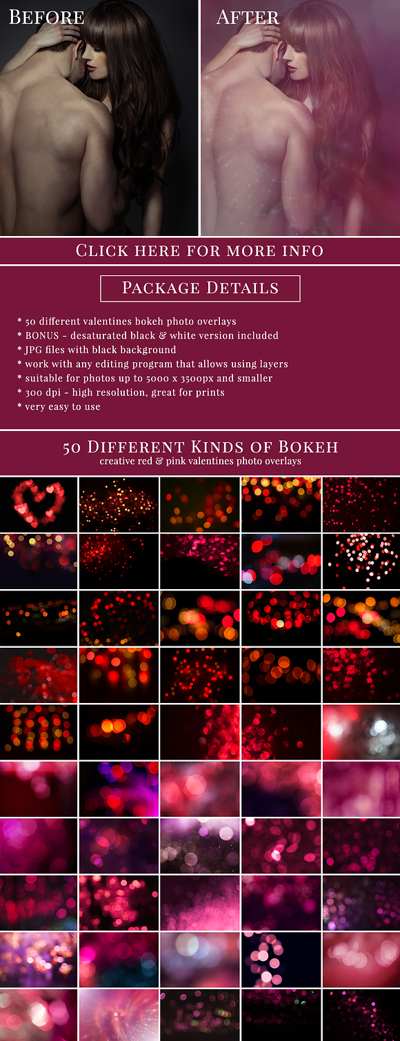 Valentines Bokeh photo overlays in Objects - product preview 5