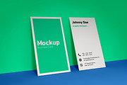 Vertical Business Card Wall Mockup