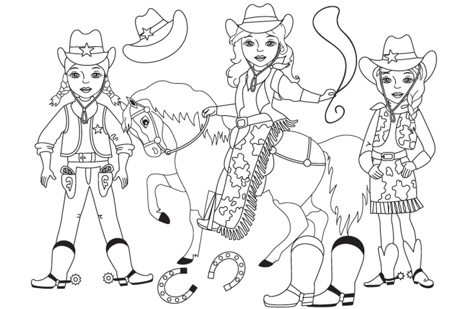 Vector Black and White Cowgirl Set
