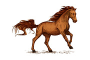 Horse running. Equine horserace sport symbol