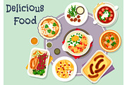 Snack dishes for lunch menu icon design