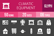 50 Climatic Glyph Inverted Icons