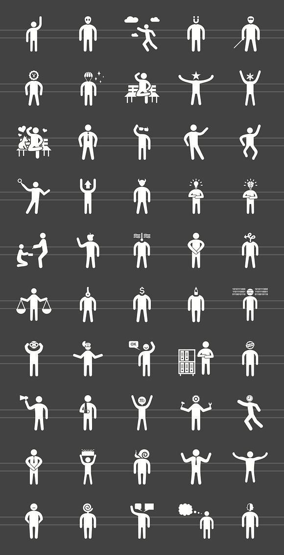 50 Personality Glyph Inverted Icons in Graphics - product preview 1
