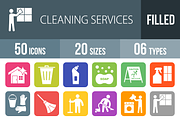 50 Cleaning Flat Round Corner Icons