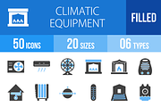 50 Climatic Blue & Black Icons