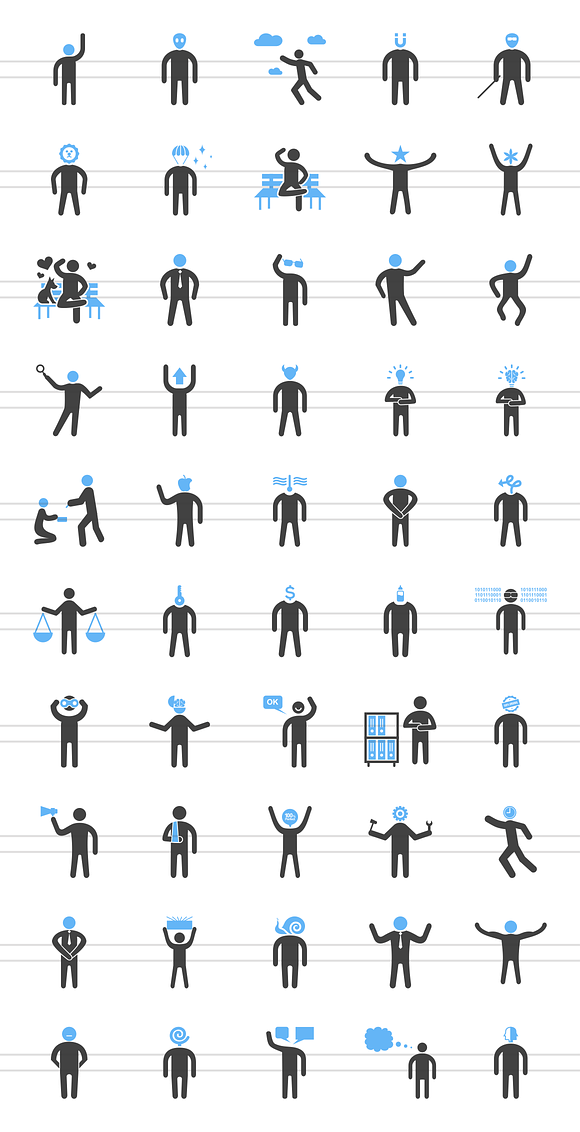 50 Personality Blue & Black Icons in Icons - product preview 1