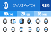 50 Smart Watch Blue & Black Icons