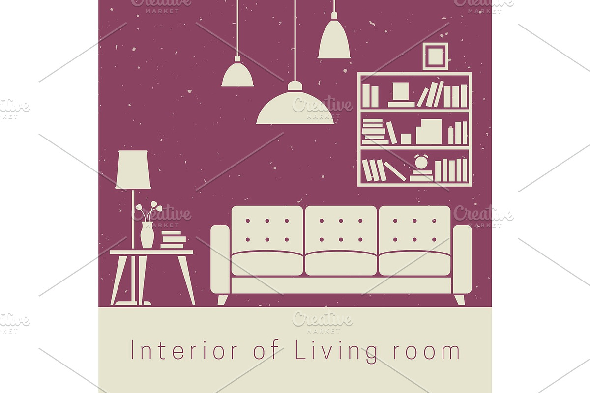 Living room interior in Illustrations - product preview 8