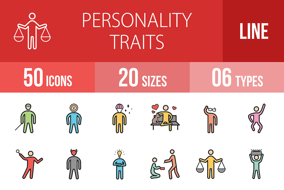 50 Personality Filled Line Icons in Icons - product preview 8