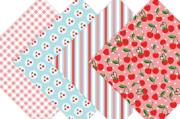 Cherry Digital Paper - Cottage Chic in Patterns - product preview 3