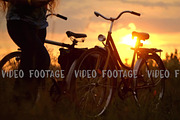 Vintage bicycles at sunset