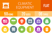 50 Climatic Flat Round Icons