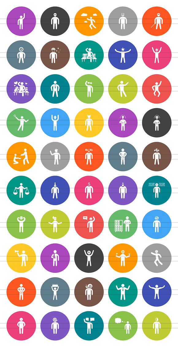 50 Personality Flat Round Icons in Graphics - product preview 1