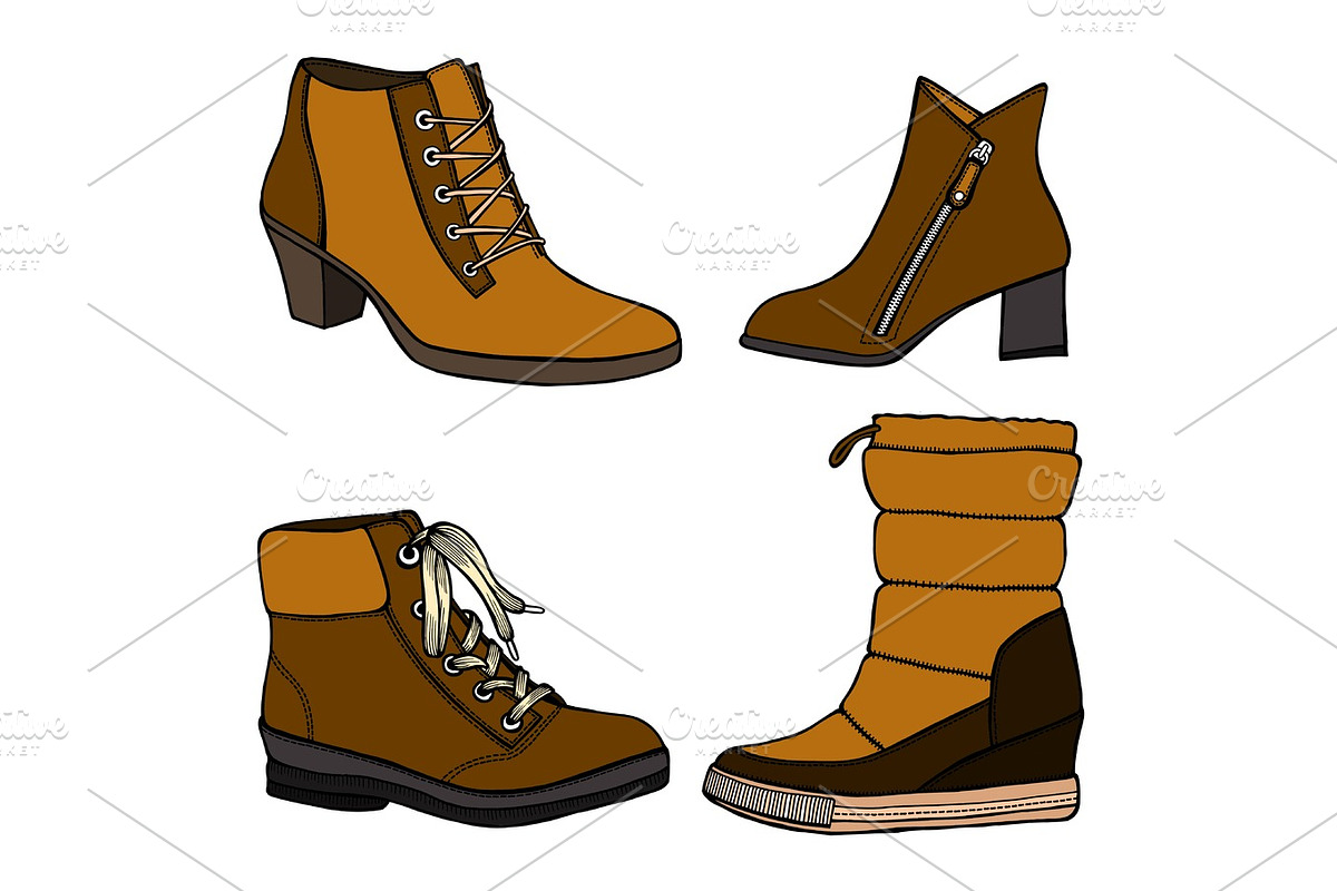 woman fall and winter shoes in Illustrations - product preview 8
