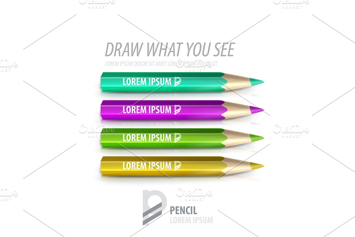 Vector pencil premium ad product template in Illustrations - product preview 8
