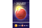 Mars Planet. Sun System. Universe. Vector