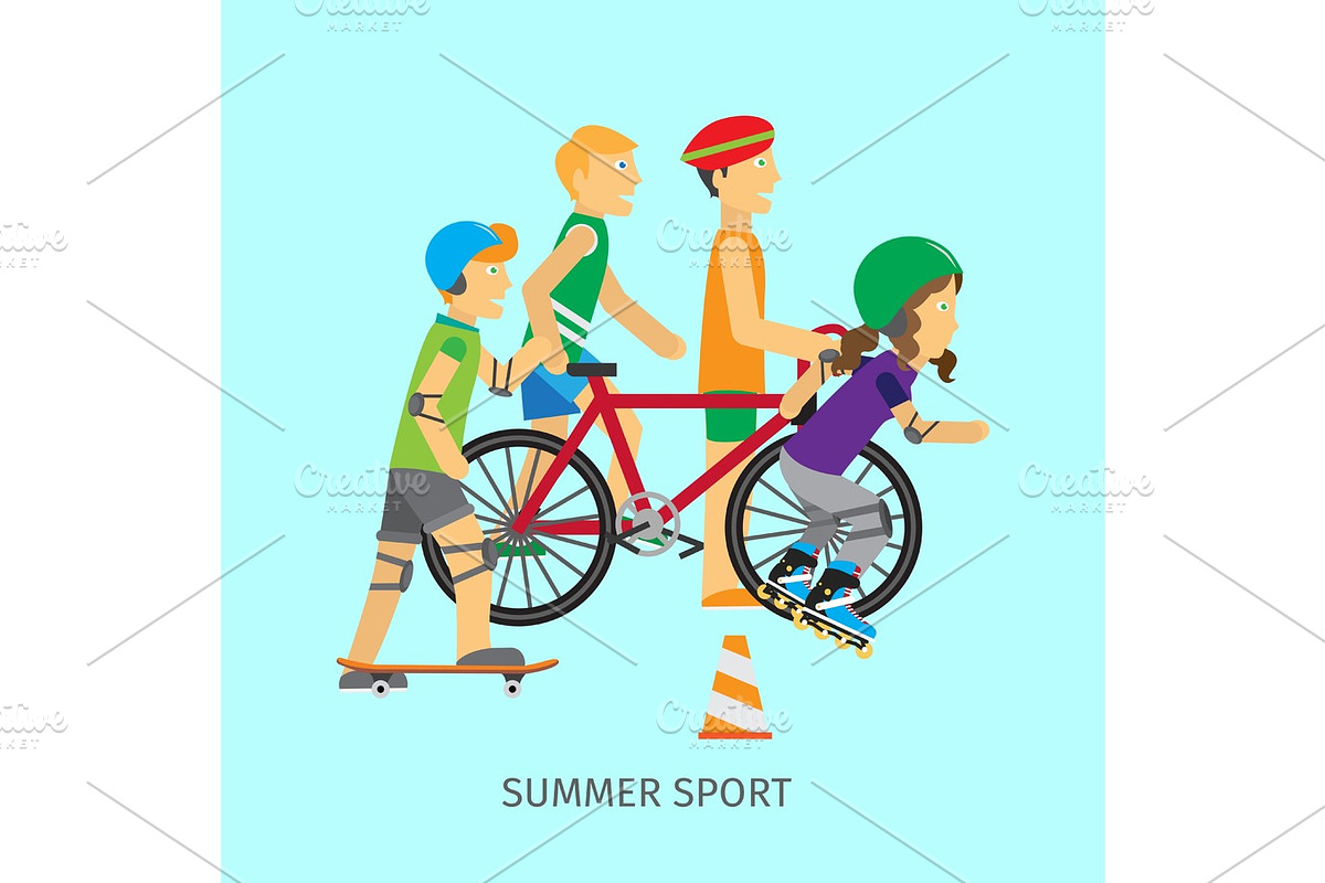 Summer sport. Active way of Life Conceptual Banner in Illustrations - product preview 8