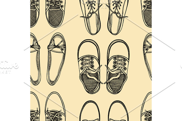 seamless pattern of shoes - sneakers.