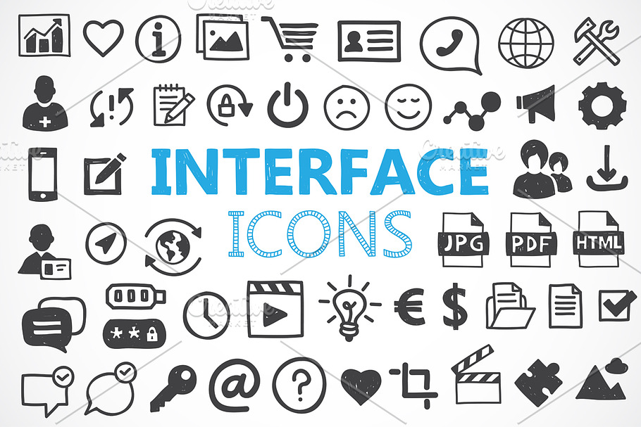 140 hand drawn interface icons in Hand Drawn Icons - product preview 8