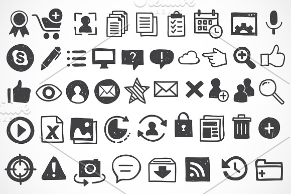 140 hand drawn interface icons in Hand Drawn Icons - product preview 1