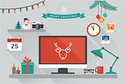 Christmas desktop with flat icons