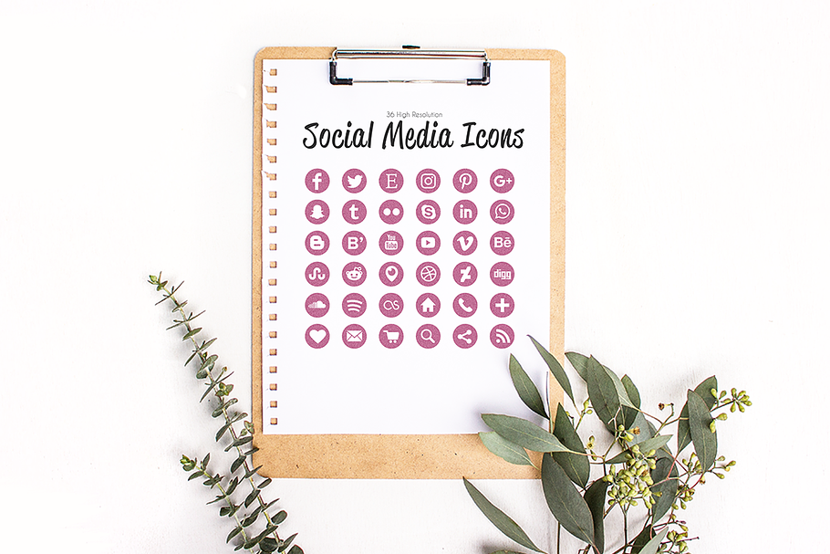 36 Pink Glitter Social Media Icons