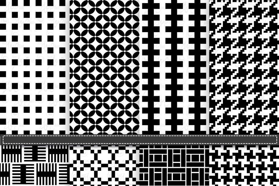 Black & White Pattern Digital Paper in Illustrations - product preview 8
