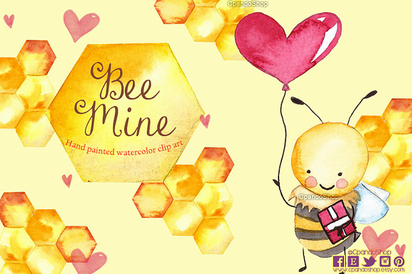 Valentine's Day watercolor clipart in Illustrations - product preview 1