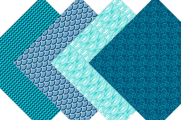 Ocean Blue Waves Digital Paper in Patterns - product preview 2