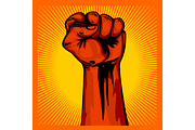 Hand Up Proletarian Revolution - Fist of revolution. Human hand up.