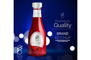 Vector premium ketchup ad template