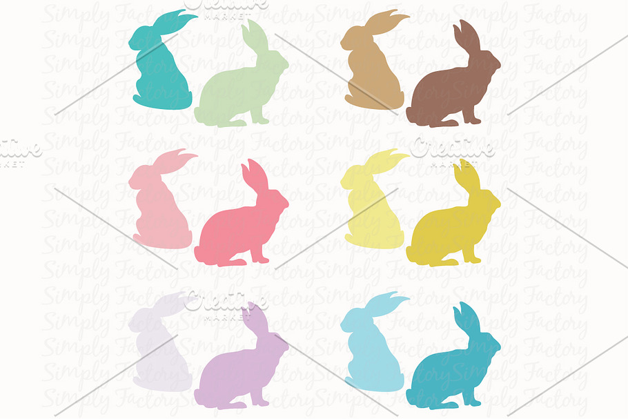 Colorful Bunny Silhouette in Illustrations - product preview 8