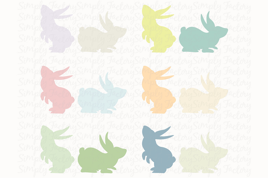 Pastel color Bunny Silhouette in Illustrations - product preview 8