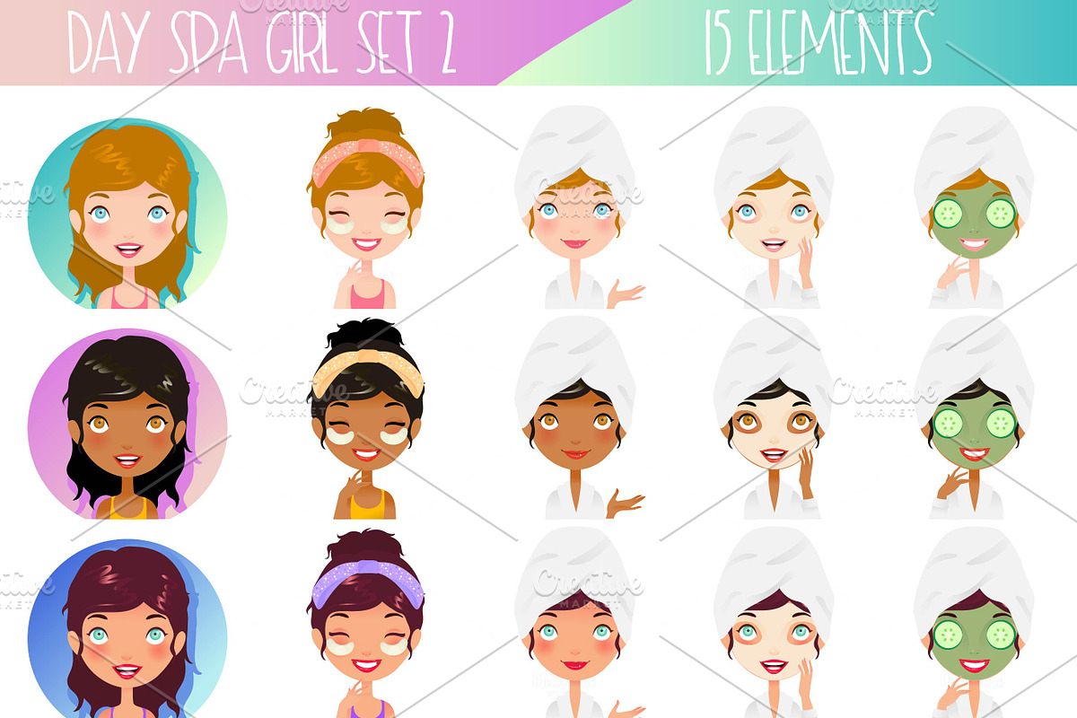 Day Spa Girl Set 2 in Illustrations - product preview 8