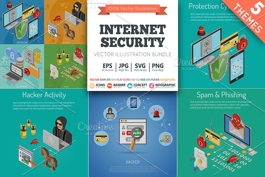 Internet Security Isometric Theme in Illustrations - product preview 8